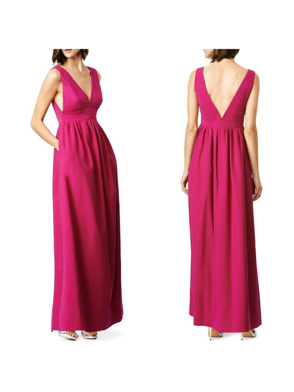 Jill Jill Stuart NEW Size 8 Fuchsia Dayglo Deep V-Neck Bridesmaid Gown Dress